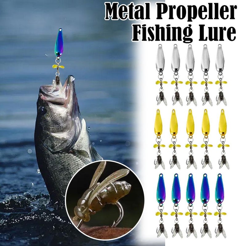 Metal Propeller Fishing Lure for Catching Fish, Fly Spinning Propellers Metals Sequins Bait for Catching Fish, Fishhook Good Toughness and Piercing, 3D Bionic Bait with Floating Rotating Tail - Image 5